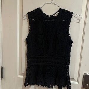 Rebecca Taylor Black Lace Sleeveless Top
